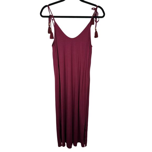 Chico's Purple Tie Shoulder Tassel Sleeveless Swimsuit Coverup Women's Medium - Picture 1 of 6